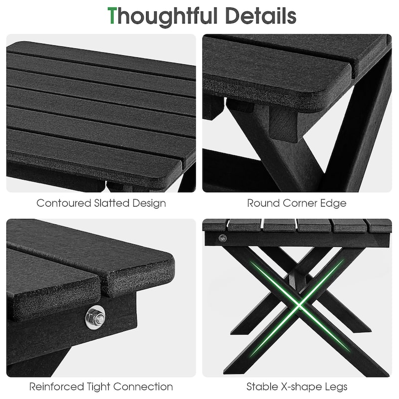 Gymax 2 Pieces Folding Adirondack Side Table Poolside Garden Patio