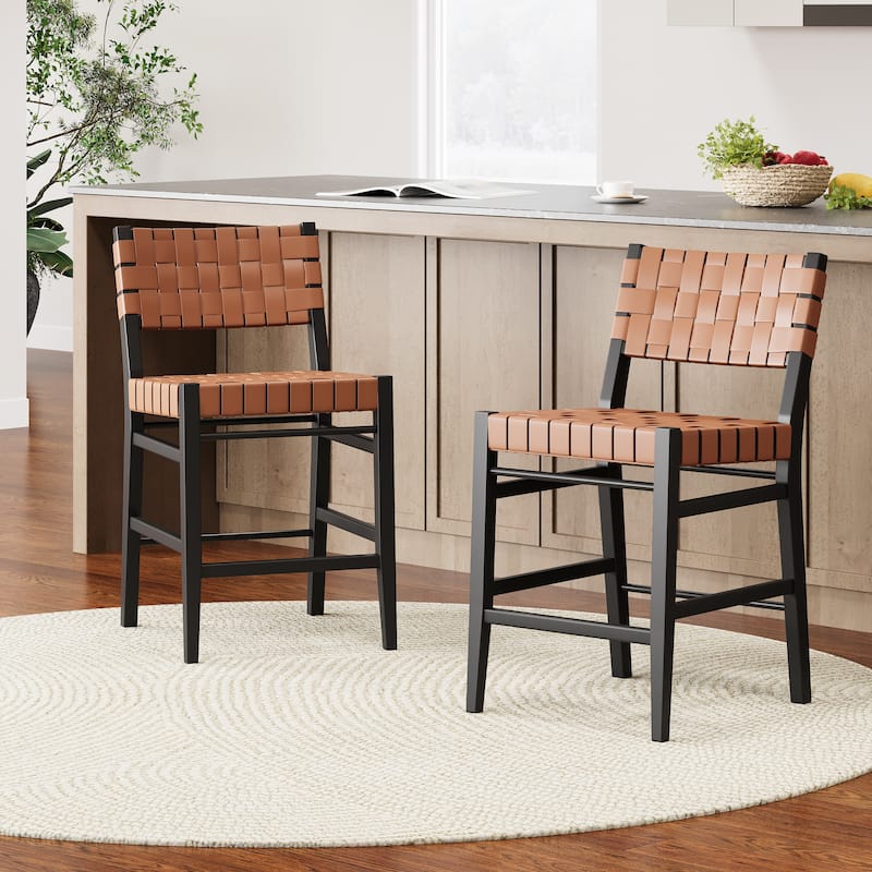 Lumft Woven Design 24- Inch Counter Stool (Set of 2) by Christopher Knight Home - Brown