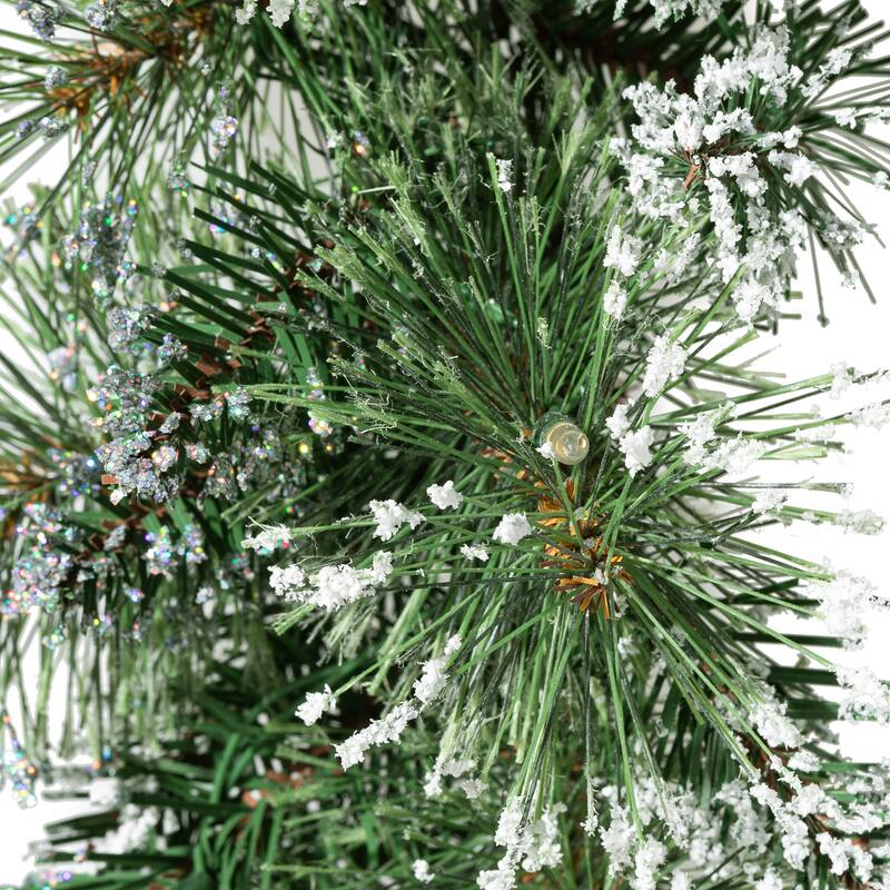 Glitzhome 9ft & 6ft Pre-Lit Frosted Greenery Pinecones Christmas Garland