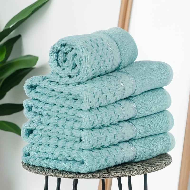 Pure Cotton 600 GSM Absorbent Washcloths 12x12 Inch by Ample Decor - 5 Pcs