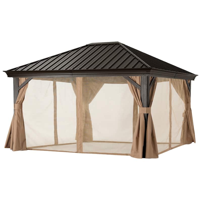 ABCCANOPY Outdoor Hardtop Gazebo with Galvanized Steel Double Roof
