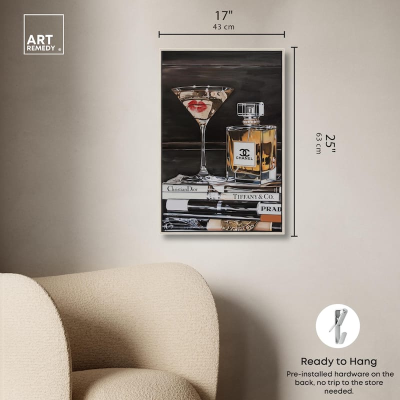 Martini Books Canvas by Art Remedy