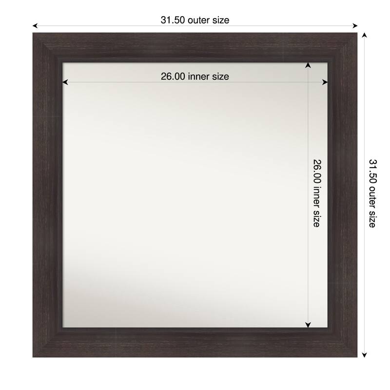 Sloped Non-Beveled Framed Bathroom Vanity Wall Mirror - 32 x 32 in - Sloped Espresso