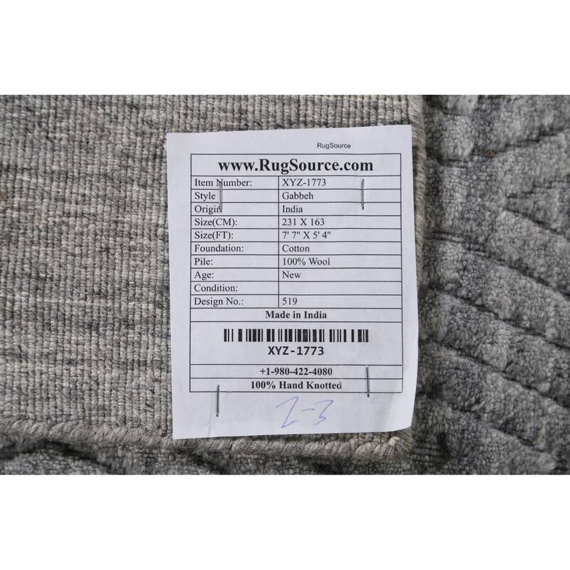 Diamond Pattern Gabbeh Contemporary Wool Area Rug Handmade - 5'4" x 7'7"