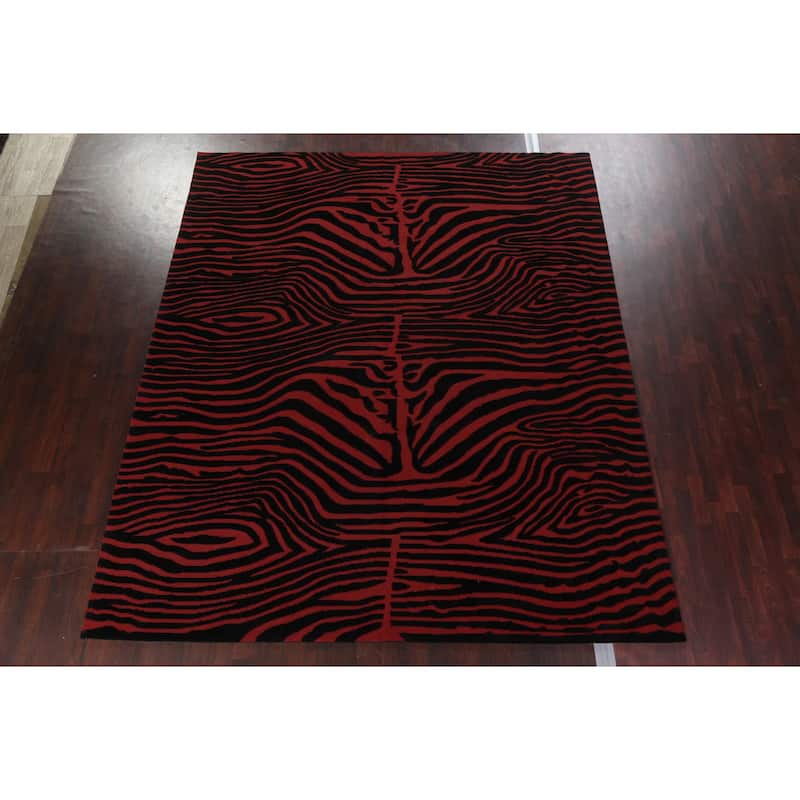 Vegetable Dye Animal Print Nepalese Area Rug Hand-knotted Wool Carpet - 10'1" x 12'0"