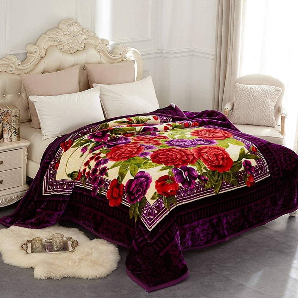 Korean-style 2-ply Printed Pattern Plush Mink Fleece Blanket