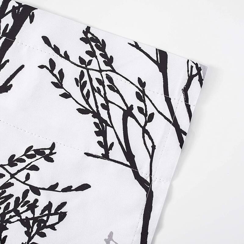 DriftAway Tree Branch Abstract Ink Printing Lined Window Curtain Valance 2 Pack