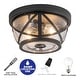 preview thumbnail 8 of 6, C Cattleya 2-Light Matte Black Motion Sensing Outdoor Flush Mount Light With Clear Seeded Galss
