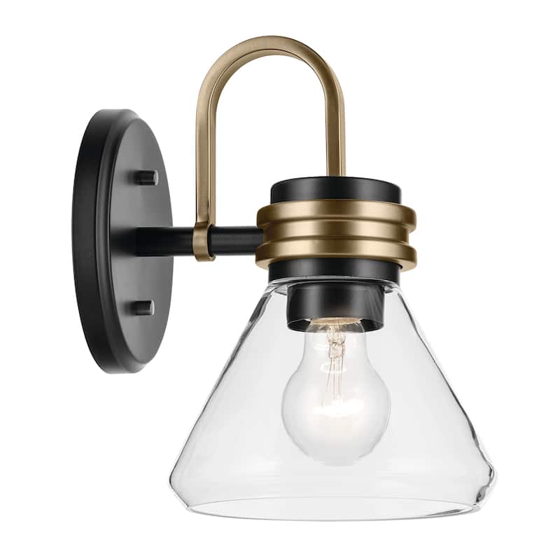 Kichler Lighting Farum 9.5" 1-Light Wall Sconce with Clear Glass in Black
