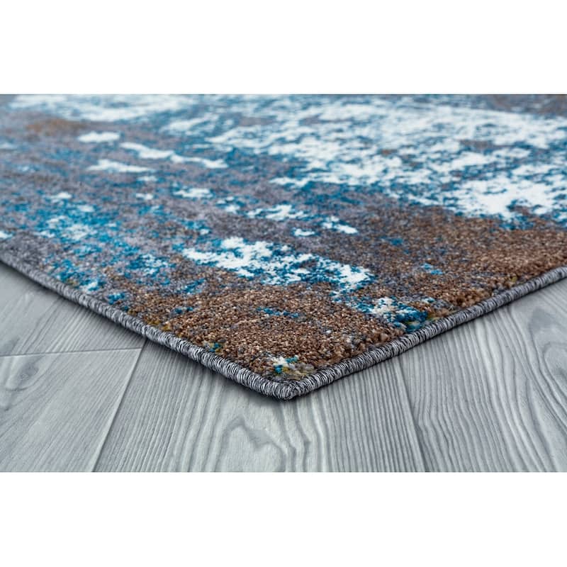 Milan Cream/Turquoise Polypropylene Area Rug