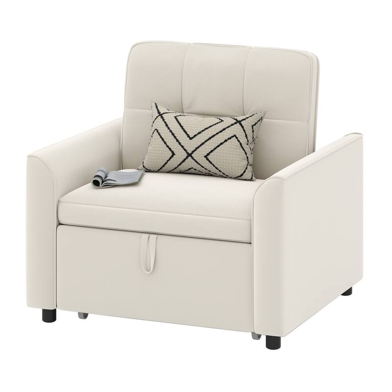 Moasis 3-in-1 Adjustable Sleeper Sofa Bed, Pull Out Chair Sofa for Living Room - Beige