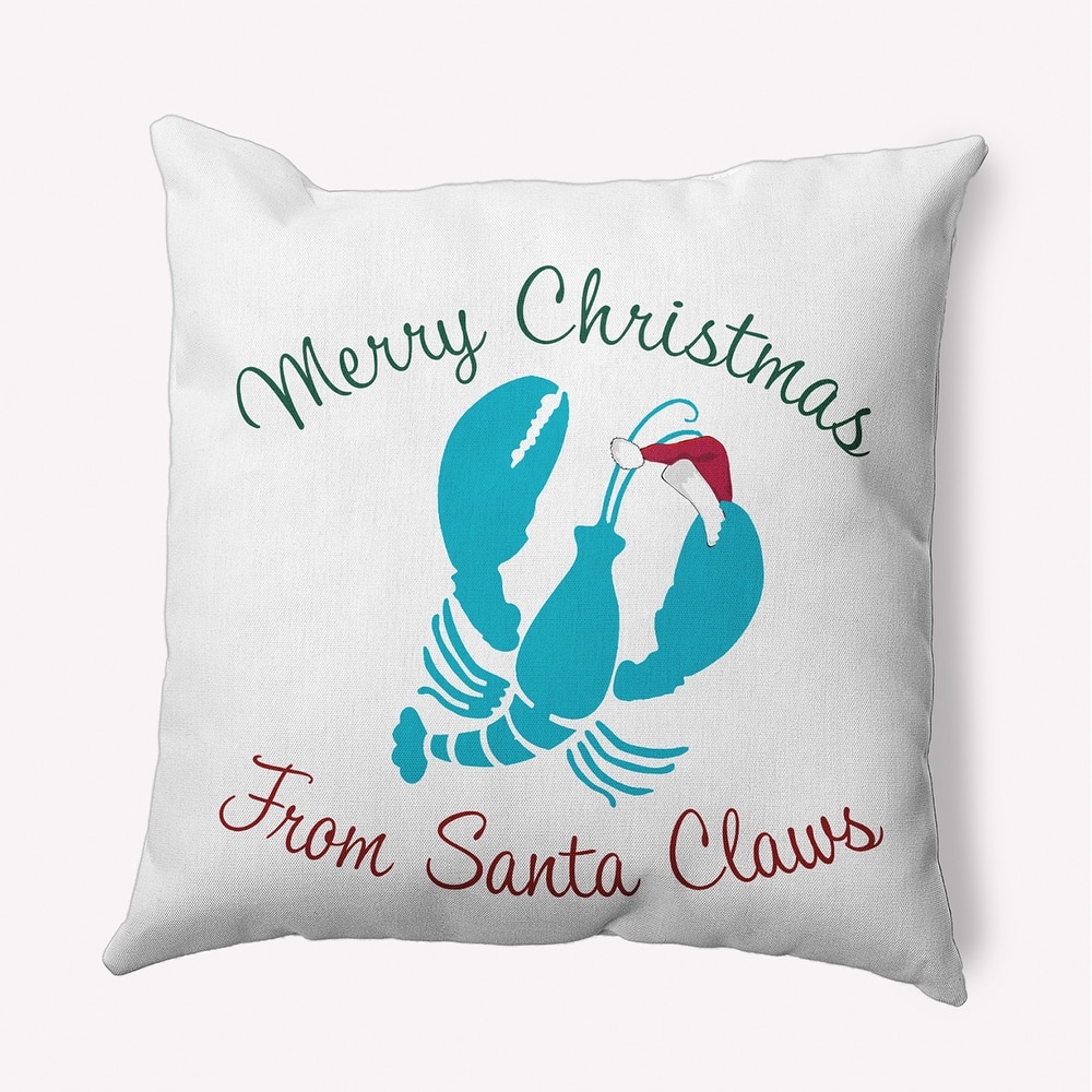 Santa Claws Lobster Beachy Christmas Indoor/Outdoor Throw Pillow