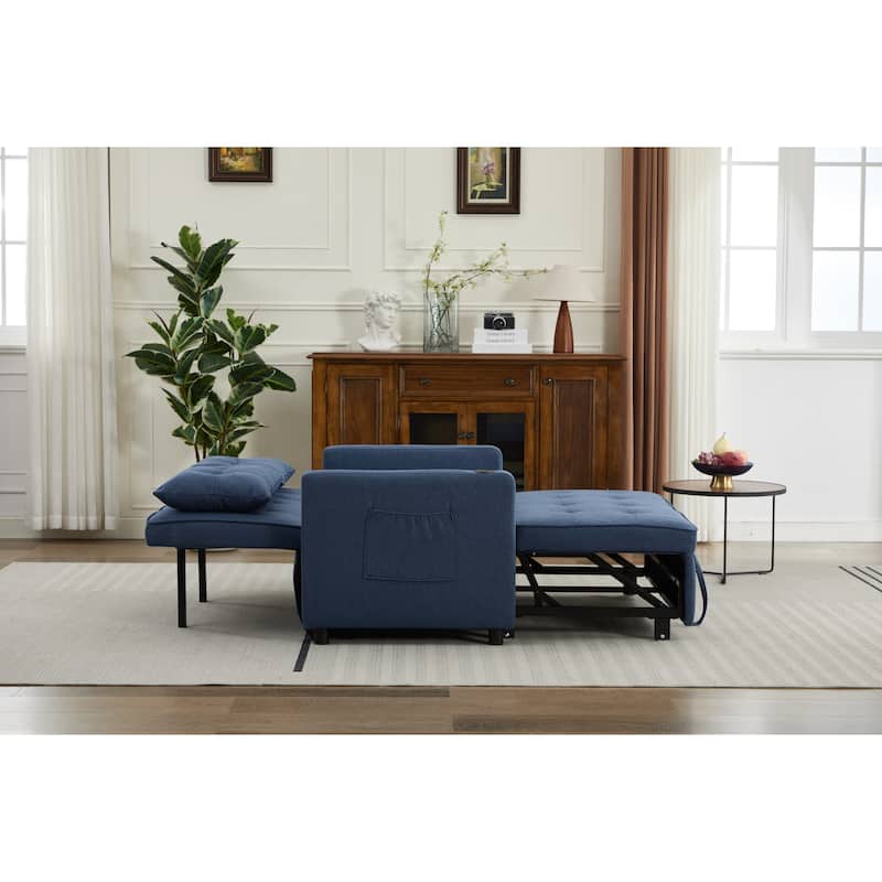 Pull-Out Sofa Bed Daybed, Lounge Chaise Loveseat with Adjustable Backrest, Convertible Sleeper Sofa with USB Charging