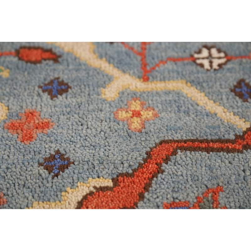Heriz Serapi Indian Area Rug Handmade Traditional Blue Wool Carpet - 7'11" x 9'10"
