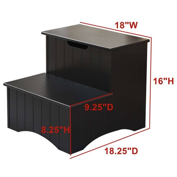 Wood Step Stool With Storage (Black) - Bed Bath & Beyond - 39084763