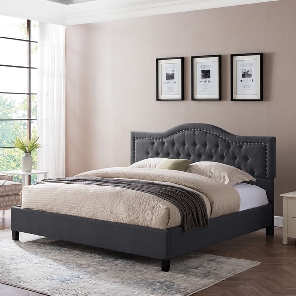 Dante Upholstered Queen Bed Frame by Christopher Knight Home - On Sale ...