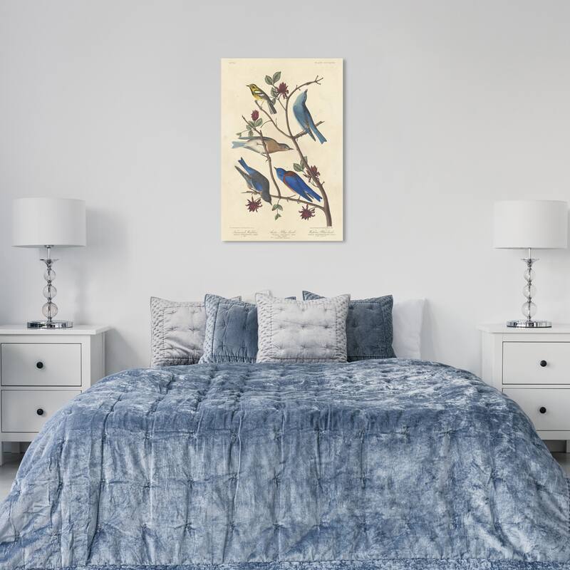Wynwood Studio Canvas Animals Robert Havell - Blue Birds Blue and Sapphire Blue Traditional Wall Art Canvas Print - 36 x 24