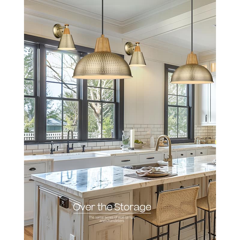 Modern Bathroom Vanity Light, Hammered Metal Shade