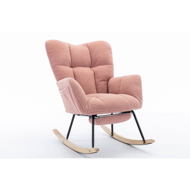 Fabric Rocking Chair With Adjustable Footrest