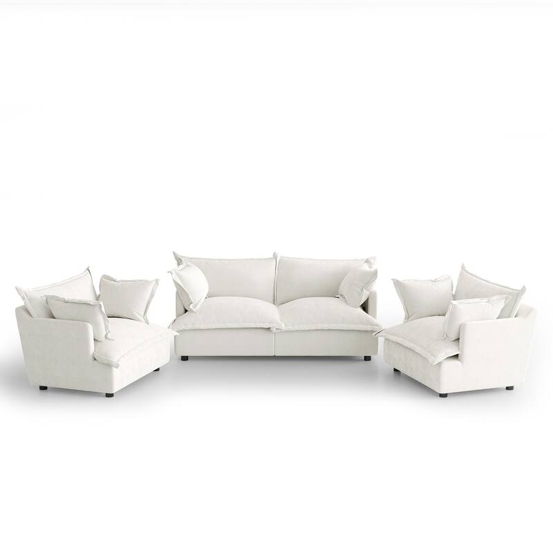 Comfy Cloud Oversized Chenille Modular Sectional Sofa Armchair Set