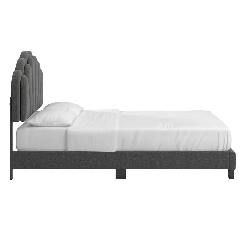 Wacissa LED Headboard Boucle Queen Platform Bed by iNSPIRE Q Modern