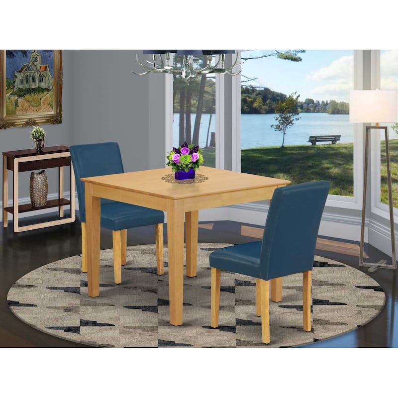 Kitchen Table Set 3Pc Square 36 Inch - Parsons Chairs, Modern Dining Set, Chic Bistro Table