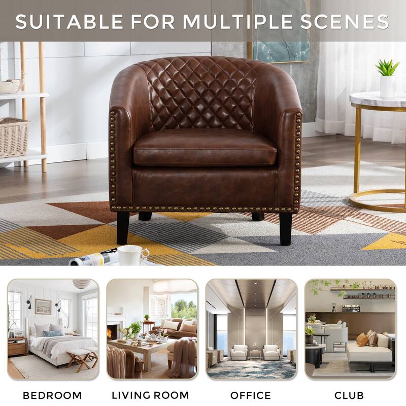 Club Chairs with nailheads and solid wood legs