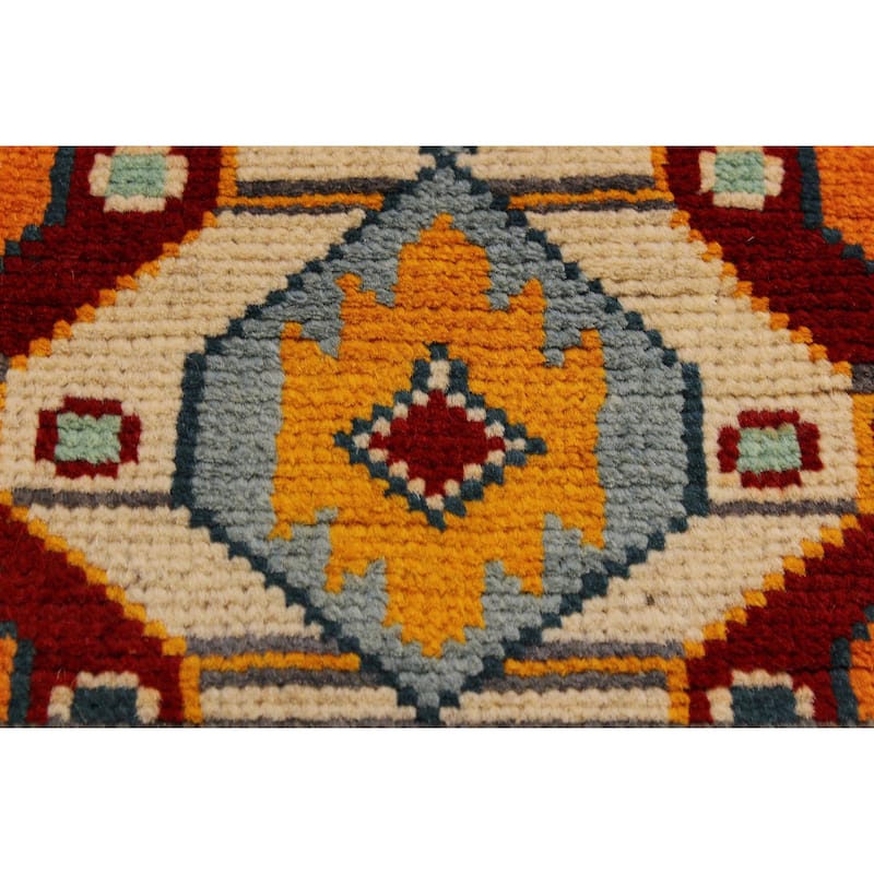 Bohemian Balochi Cannon Beige/Red Hand Knotted Wool Rug - 5'0'' x 6'8''