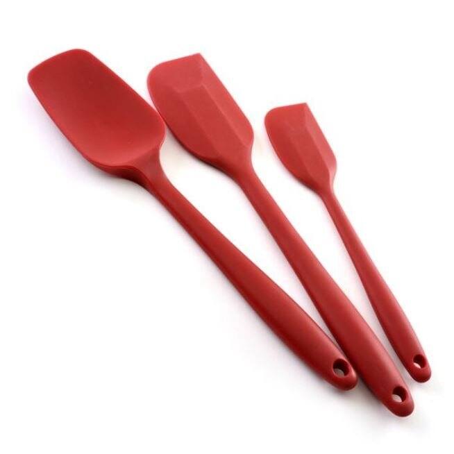 Norpro 3pc Red Seamless Flexible Heat Resistant Silicone Spatula / Spoonula Set - 3 sets
