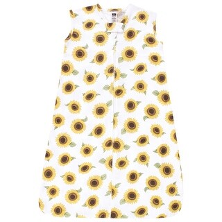 Hudson Baby Infant Girl Cotton Sleeveless Wearable Sleeping Bag, Sack, Blanket, Sunflower