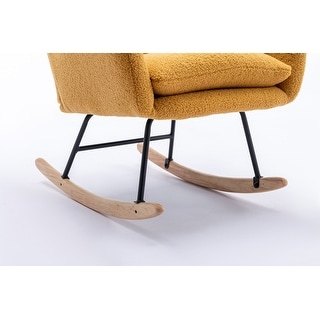 Comfy Wingback Glider Soft Teddy Velvet Fabric Rocking Chair with Safe ...