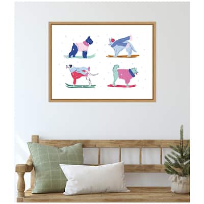 Kate and Laurel Sylvie Framed Canvas Ski Dogs 2 by Krissy Mast