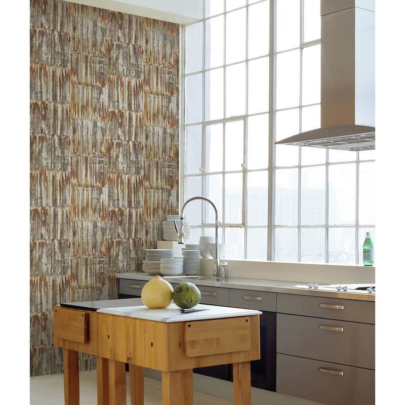 A-Street Prints Patina Brass Faux Metal Panels Wallpaper