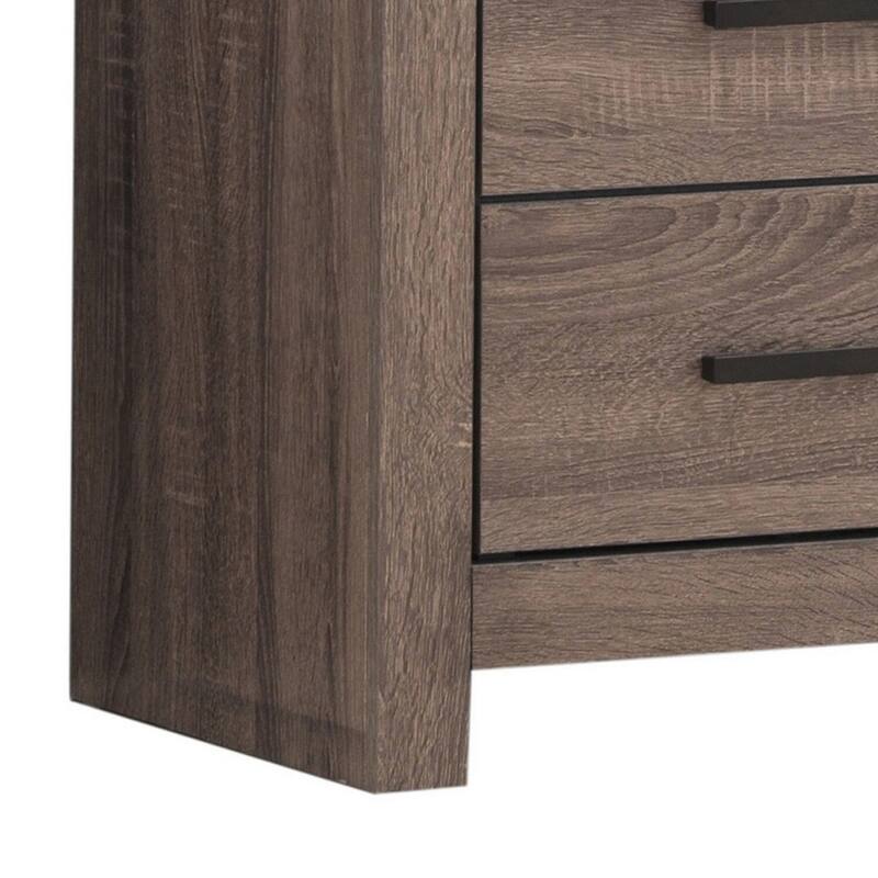 Brown 2 Drawer 21.75 in. W Nightstand with Sturdy Drawer Pulls