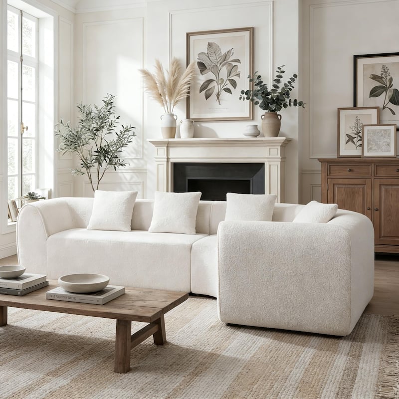 Christopher Knight Home - Curved Modular 110" Upholstered Sectional Sofa