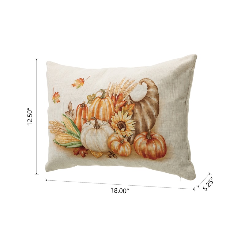 Glitzhome 18"L Faux Burlap Fall Thanksgiving Pumpkin Pillow Halloween Decor