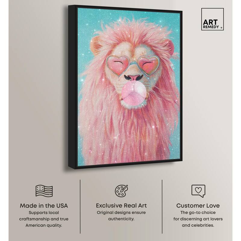 Pastel Lion Bubblegum Canvas by Art Remedy
