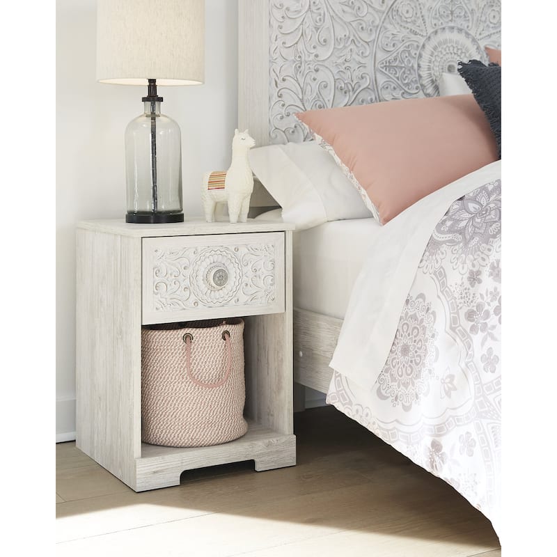 Signature Design by Ashley Paxberry White 1-drawer Nightstand - Antique White - 1-drawer