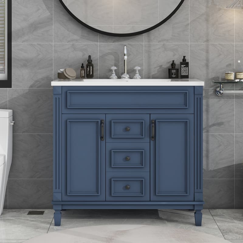 36'' Bathroom Vanity with Top Sink,2 Soft Closing Doors and 2 Drawers