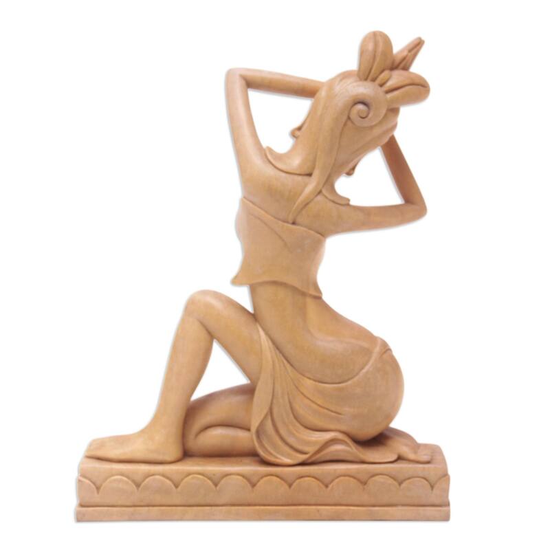 Novica Handmade Praying Lady Wood Sculpture