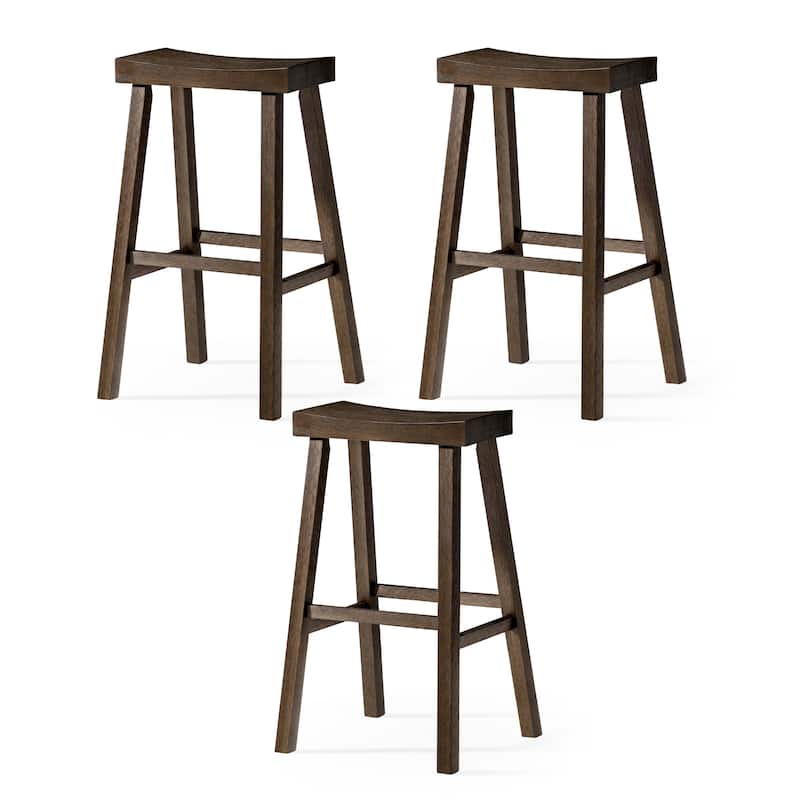 Maven Lane 31" Vincent Bar Height Kitchen Stool - Antiqued Brown - Set of 3