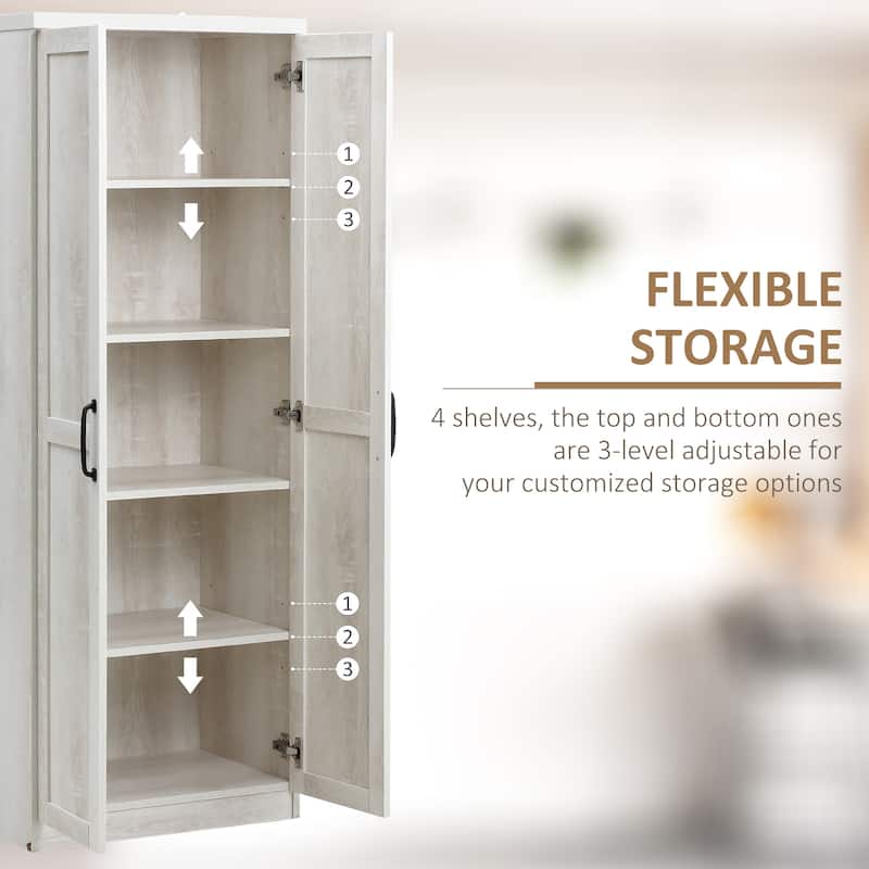 63" 2-Door Kitchen Pantry, Freestanding Storage Cabinet with 5-tier Shelving and 2 Adjustable Shelves