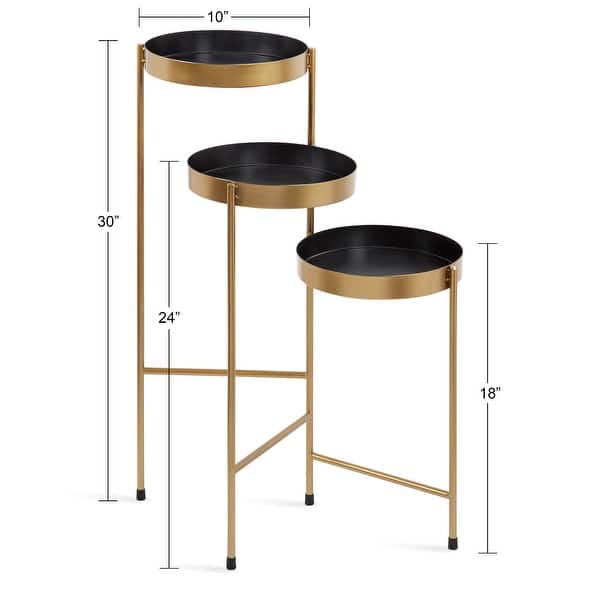 dimension image slide 5 of 17, Kate and Laurel Finn Metal 3-tier Modern Plant Stand - 16x21x30