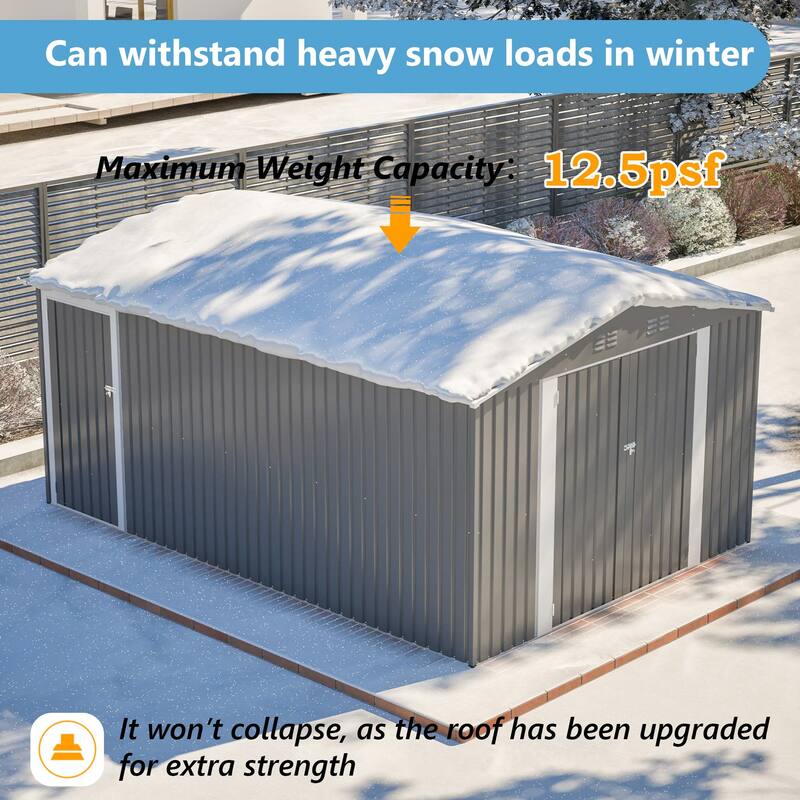 10x14 FT Metal Garden Shed with Ultimate Access