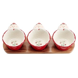 Pfaltzgraff Winterberry Santa Dip Bowl and Tray Set, 10 Inch
