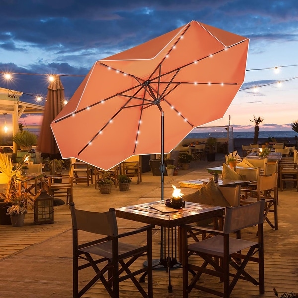 9 ft Outdoor Ruffle Edge Umbrella LED Lights Patio 9 ft Outdoor Ruffle Edge Umbrella LED Lights Patio
