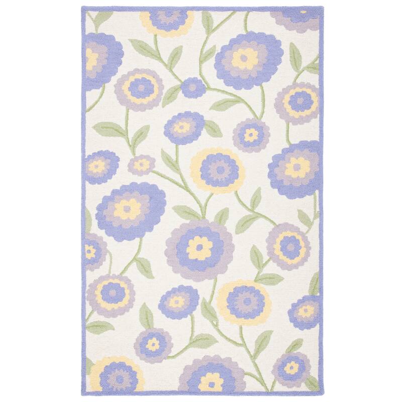 SAFAVIEH Handmade Children's Spring Heidbra Ivory New Zealand Wool Rug - 6' Square - Lavander/Ivory
