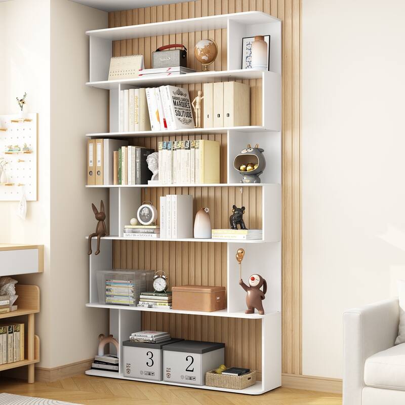 Bookshelf Wood Bookcase Free Standing Room Dividers Display Storage