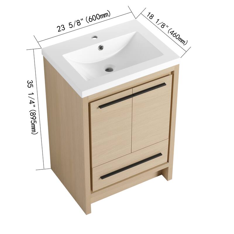 Bathroom Vanity With Sink In 24/30/36/48 Inch, Freestanding Bathroom Vanity With Soft Close Door and Drawer
