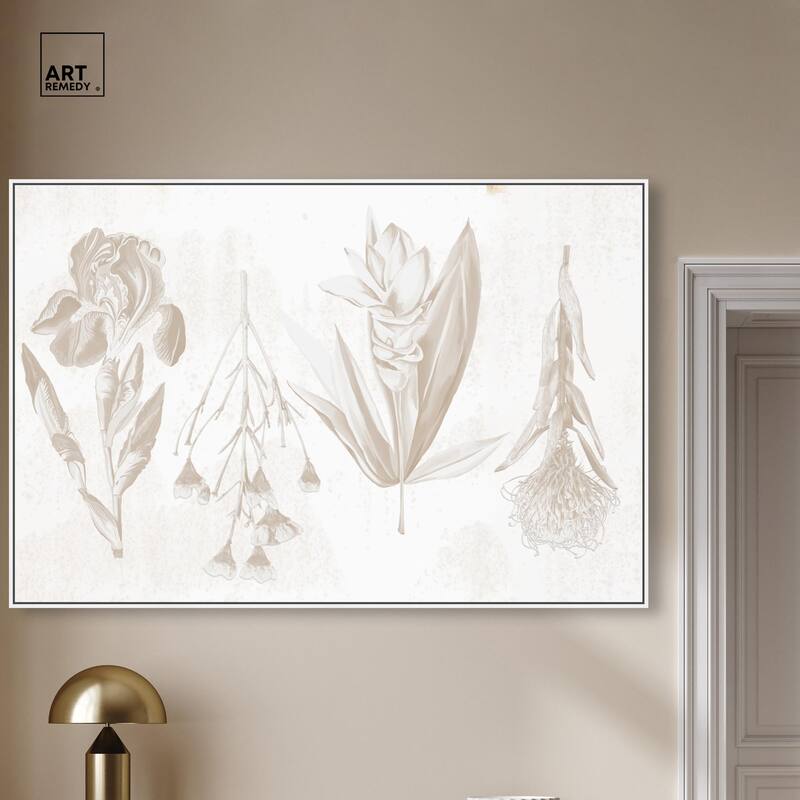 White Pressed Flora Canvas by Art Remedy